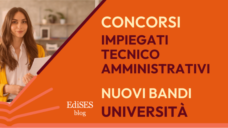 Sul Portale del Reclutamento sono stati pubblicati i bandi di nuovi concorsi per l'assunzione di impiegati tecnico-amministrativi laureati in varie Università. Ecco cosa prevedono i bandi: 3 posti di area amministrativa-gestionale, categoria D1, a tempo indeterminato, riservato esclusivamente ai soggetti disabili di cui all’art. 1, comma 1, della legge n. 68/1999, presso l’Università degli Studi di Roma Tor Vergata - scadenza 11 gennaio - scarica il bando 3 posti di area tecnica, tecnico-scientifica ed elaborazione dati, categoria EP1, a tempo indeterminato, presso l'Università degli Studi di Verona - scadenza 22 gennaio - scarica il bando 4 posti di area tecnica, tecnico-scientifica ed elaborazione dati, categoria D1, a tempo pieno e indeterminato, per le esigenze dell’area gestione e adeguamento del patrimonio immobiliare e dell’area programmazione e sviluppo grandi opere dell'Università degli Studi di Firenze - scadenza 2 febbraio - scarica il bando Requisiti e domande di partecipazione Per poter partecipare ai concorsi, i candidati, oltre ai requisiti generali necessari per la partecipazione alle selezioni pubbliche, devono essere in possesso dei titoli di studio specifici richiesti nei bandi. Le domande di partecipazione dovranno essere inviate entro le date indicate tramite le procedure telematiche specifiche attivate sui siti istituzionali degli Atenei. Prove d’esame I concorsi prevedono le seguenti fasi di selezione basate sui programmi d'esame: preselezione eventuale prova scritta seconda prova scritta per il concorso all'Università di Verona prova orale [section label="Story Grid"] [row v_align="middle"] [col span__sm="12" span__md="12" padding="3% 10% 4% 10%" align="center" bg_color="rgb(235, 235, 235)"] [title style="center" text="Manuale di studio: Elementi di legislazione universitaria" tag_name="h2"] Materia comune a tutti i concorsi nelle Università è la Legislazione Universitaria: per approfondire ti consigliamo il Minimanuale - Elementi di Legislazione Universitaria. In omaggio il software di simulazione online per esercitarsi nella soluzione di quesiti riguardanti tutti gli argomenti trattati nel manuale. [row_inner] [col_inner span="6" span__sm="12" align="center"] [ux_image id="75407" width="88" link="https://www.edises.it/concorsi/elementi-di-legislazione-universitaria-2023.html" target="_blank"] [button text="acquista" color="secondary" radius="99" icon="icon-angle-right" link="https://www.edises.it/concorsi/elementi-di-legislazione-universitaria-2023.html" target="_blank"] [/col_inner] [/row_inner] [/col] [/row] [/section] Per la verifica di inglese e informatica sono disponibili i volumi specifici EdiSES: la prova di inglese la prova di informatica Aggiornamenti sui concorsi Le informazioni relative ai calendari e alle sedi delle prove, insieme agli elenchi dei candidati ammessi, saranno pubblicati sui siti istituzionali delle tre Università che hanno indetto i concorsi.